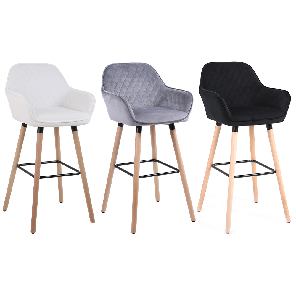 nordic solid wood bar chair